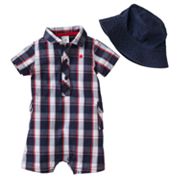 Carter's Plaid Romper and Bucket Hat Set - Baby
